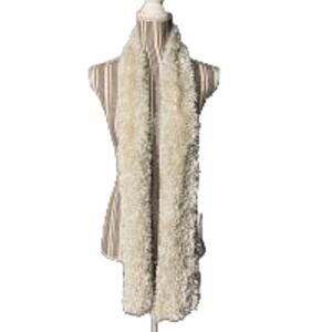 Cream Faux Fur Winter Scarf Women’s Cozy Cold One Size